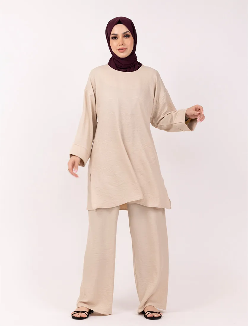 Beige Crêpey Co Ord Set
